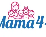 Mama 4+ - symbol rodziny z dziećmi, sugerujący korzyści dla rodziców, np. emerytura za 4 dzieci.