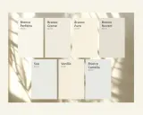 Paleta de colores que muestra cuántos tonos de blanco hay: Branco Perfeito, Creme, Puro, Nuvem, Sea, Vanilla y Camélia.