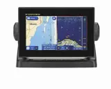 Un traceur GPS Furuno affiche une carte nautique de Miami et un sonar. Il indique la profondeur, la position et les poissons.
