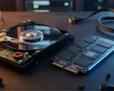 Un disque dur externe SSD et un HDD côte à côte, prêts pour le stockage de données.