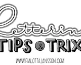 Graffiti på papper med texten "Lettering TIPS & TRIX" och webbadressen www.fialottajansson.com.