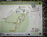 Mapa szlaków pieszych w Starym Sączu, z zaznaczonym leśnym molem, punktami kontrolnymi i czasami przejść.