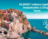 Kolorowe domy Cinque Terre, w tym La Spezia, wznoszą się na klifie nad turkusowym morzem. Kliknij, by zobaczyć Instastories!