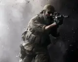 Żołnierz z brodą i karabinem, gotowy do akcji. Jego postawa sugeruje determinację godną zdobycia medal of honor.