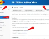 FRITZ!Box: Webseiten sperren im Menü "Internet > Filter". Hier können Sie Listen für gesperrte und erlaubte Seiten erstellen.