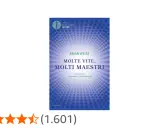 Copertina del libro "Molte vite, molti maestri" di Brian Weiss, con un disegno astratto blu e bianco.