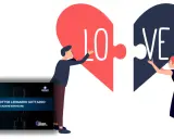 Coppia che cerca di completare la parola "LOVE" su un cuore spezzato, simboleggiando le sfide della personalità borderline in amore. Podcast di Dottor Gottardo.
