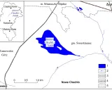 Mapa przedstawia Jezioro Chechło-Nakło, otoczone przez miejscowości takie jak Tarnowskie Góry, Lasowice i Nowe Chechło.
