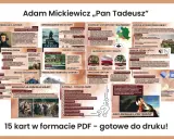 Ilustracja przedstawia kolaż grafik i zdjęć związanych z "Panem Tadeuszem" Adama Mickiewicza.