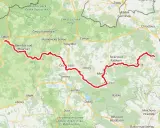 Mapa z trasami rowerowymi w Czechach, od Děčína przez Czeską Szwajcarię i Kokořínsko.