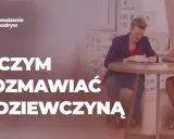 Para przy stoliku z kawą, młody mężczyzna i kobieta, rozmawiają.