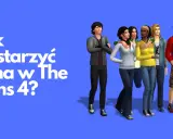 Jak postarzyć sima w The Sims 4? Poradnik. Grupa simów na niebieskim tle.