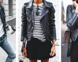 Tre modi per indossare una giacca di pelle: con jeans strappati, gonna a pieghe o pantaloni neri. Perfetta per ogni occasione.