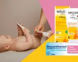 Bambino con pannolino e creme per la dermatite da pannolino quale crema usare: Weleda, Suavinex e Bepanthenol.