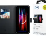 Czarne etui z klapką na iPhone 13 Pro, z miejscem na karty i banknoty. Idealne dla ceniących styl i bezpieczeństwo.