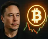 Elon Musk, symbol Bitcoina i wykres giełdowy. Kim jest Elon Musk? Wizjoner, przedsiębiorca, inwestor.
