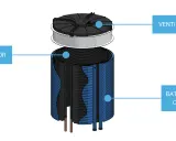 Componentes de un sistema de enfriamiento: ventilador, condensador y batería de free cooling.