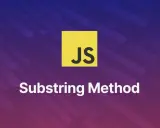 Logo JS i tekst "Substring Method". Pozwala na wycinanie fragmentów tekstu w JavaScript.