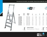 Catálogo de tipos de escaleras de trabajo KTL. Escalera de tijera XL con tabla de especificaciones y medidas.