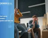 Un couple anxieux face à une expulsion sans relogement. La gestion locative peut aider à éviter ces situations.