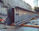 Gros plan sur un profilé métallique IPE, prêt à être installé. La question sur combien de cm doit reposer un ipn est cruciale pour la stabilité.