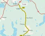 Mapa drogi 598 od Bartążka do Nowej Kaletki, wiodąca przez Zazdrość, Pokrzywy i Butryny. Trasa przebiega w pobliżu jezior, łącząc okolice Ełku i Olsztyna.