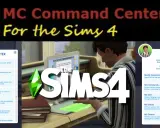 Interfejs MC Command Center w The Sims 4, z opcjami modyfikacji Simów i karier. Wygląda na to, że MC Command Center nie działa poprawnie.