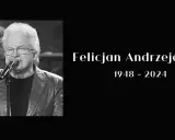 Felicjan Andrzejczak, który śpiewa "Jolka, Jolka pamiętasz", na czarno-białym zdjęciu.