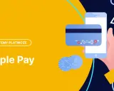 Czy Apple Pay jest bezpieczne? Grafika przedstawia telefon z kartą płatniczą i monetami, symbolizując łatwe i bezpieczne płatności.
