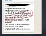 Vorsicht vor dieser **fake sms**! Sie warnt vor einem Video, das angeblich das Handy hackt. Nicht öffnen oder anklicken!