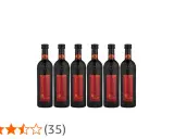 Sechs Flaschen Grand Sud Grenache Rotwein, lieblich ausgebaut, mit roten Etiketten und schwarzer Kappe.