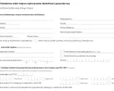 Formularz do wpisania danych o dodatkowym miejscu wykonywania działalności gospodarczej, w tym adres i kody PKD.