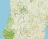 Eine detaillierte **Sintra Portugal Karte** mit einer blauen Route, die durch die Natur und Städte führt.