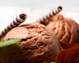 Czekoladowe, najprostsze lody domowe z wafelkami i miętą.