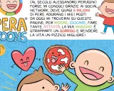 Copertina di Pera Toons numero 1, con personaggi sorridenti, una pera e una pizza. La missione è strapparti un sorriso!