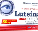 Opakowanie suplementu diety Luteina max-complex, wspierającego zdrowie oczu. Zawiera 30 tabletek z luteiną i zeaksantyną.