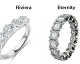 Anello Riviera con 5 diamanti e anello eternity con diamanti tutt'intorno, simbolo di un amore senza fine.