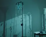 Szpitalne kroplówki i cienie na ścianie. Pytanie: urosepsa jak długo w szpitalu?