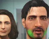 Tworzenie postaci do Fallout 5: kobieta i mężczyzna z zielonym akcentem na brodzie.