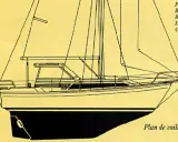 Plan de voilure du voilier Evasion 25, fiche technique détaillée.