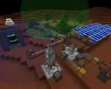 Baza na Marsie z panelami słonecznymi i robotem. To przykład najlepszych modów do Minecraft, które pozwalają na budowanie zaawansowanych instalacji.