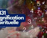 La **3131 signification** spirituelle révélée par des chiffres flottant dans un ciel étoilé.