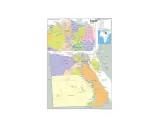 Mapa polityczna Egiptu z zaznaczonymi granicami z Libią, Sudanem, Izraelem i Jordanią.