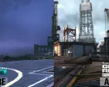 Porównanie grafiki z gry Tom Clancy's Ghost Recon Phantoms: lewa strona "przed" - ciemna, prawa "po" - jaśniejsza, z lepszymi detalami.