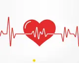 Czerwone serce z linią EKG, symbolizujące tętno 120.