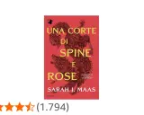 Copertina del libro "Una corte di spine e rose" con un drago stilizzato.
