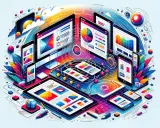 Kolorowa wizualizacja urządzeń (komputery, tablety, telefony) z elementami interfejsu, symbolizująca **adaptive web design**.
