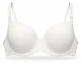 Reggiseno bianco con coppe piene, ideale per un seno sesta misura, offre supporto e comfort.