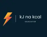Błyskawica i napis "kj na kcal kalkulator". Dowiedz się, ile to kalorii, gdy masz 1000 kj.