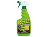 Botella verde con pulverizador de herbicida COMPO Herbistop, para eliminar malas hierbas para siempre.